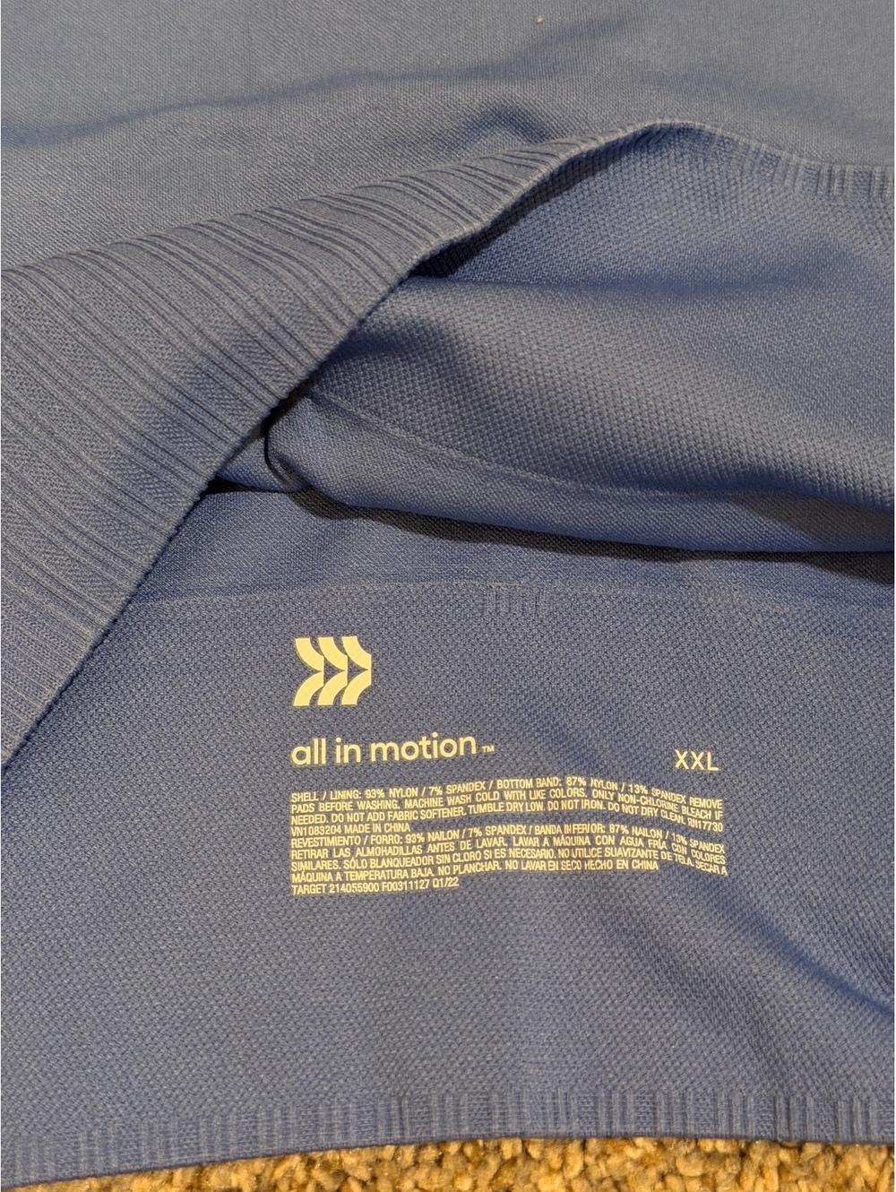 All in Motion Blue Seamless Longline Sports Bra XXL - Picture 2 of 4